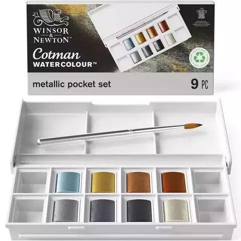 WINSOR AND NEWTON Set de acuarelas para bolsillo metalizadas x8 - comprar online