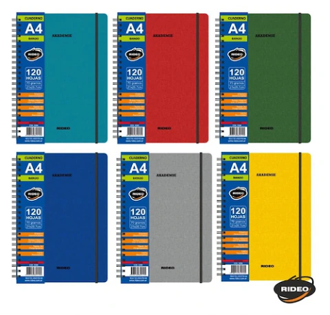 RIDEO Cuaderno A4 Cuadriculado 120h 70gr