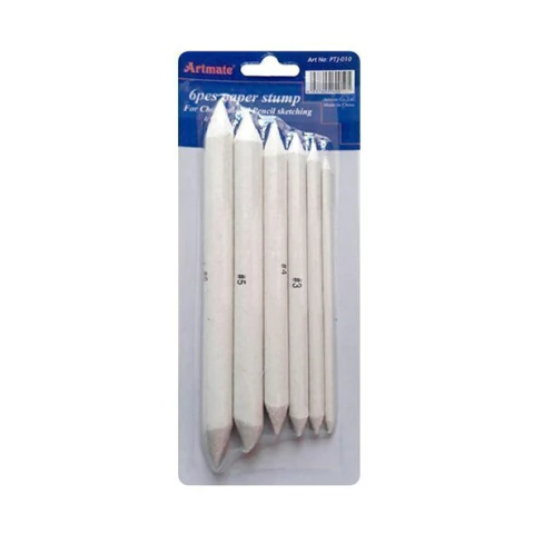 ARTMATE Set de esfuminos y difuminos de papel x6 unidades Para difuminar grafito, carbonilla y técnicas de sombreado