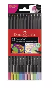 FABER CASTELL Lapices de colores SuperSoft (6 neon + 6 pastel) x12