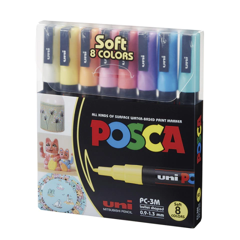 POSCA Set de marcadores PC-3M pastel x8 colores pintura sobre múltiples superficies
