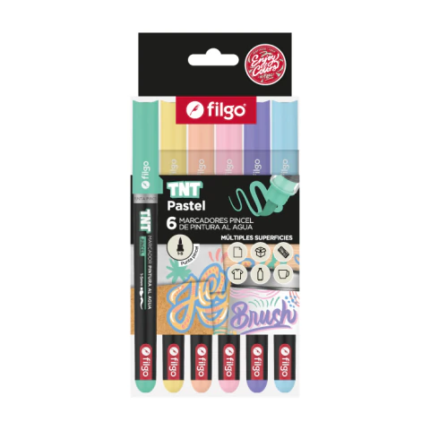 FILGO Marcadores Acrílicos TNT Punta Pincel Pastel x6 Pintura