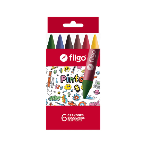 FILGO Crayones Cortos x6 Dibujo Infantil