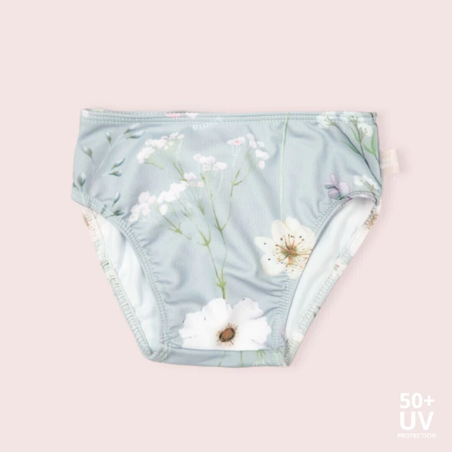 Bombacha de baño uv peonias mint grey de Mini Ánima