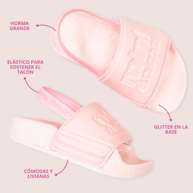 Ojota mini glitter rosa Mini Ánima — imagen 3