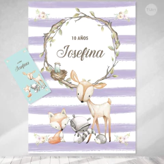 Kit imprimible woodland animalitos del bosque menta lila tukit