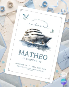 Invitacion editable yacht, invitación barco, invitaciones cumpleaños board, party on board, tukit