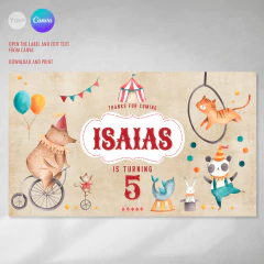 Etiqueta imprimible circo, label, printable label circus favor box, animales de circo cumple tukit en internet