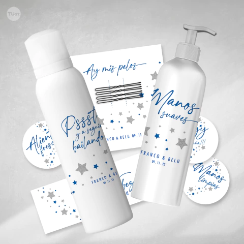 Kit imprimible baño sos estrellas azules plata tukit - comprar online