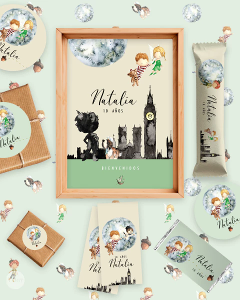 Kit imprimible peter pan tinkerbell candy bar tukit - comprar online