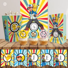 Kit imprimible pokemon cumpleaños candy bar