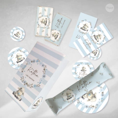 Kit imprimible oveja bebe flores celestes tukit