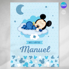 Poster imprimible cumpleaños, cartel mickey 18x24 inches, cartel mickey bebe, poster personalizable canva, mickey bebe printable tukit