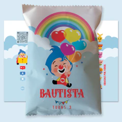 Chip bag imprimible payaso plim plim celeste tukit
