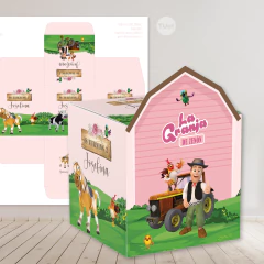 Caja cubo imprimible la granja de zenon rosa tukit