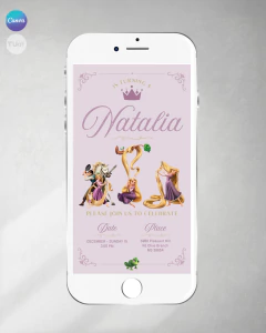 Invitacion princesa rapunzel texto editable canva cumples varias tukit - comprar online