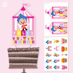 Cake topper adorno torta imprimible plim plim carpa rosa tukit