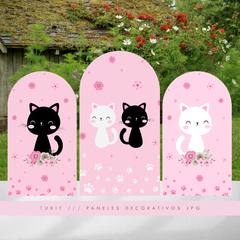 Paneles decorativos imprimibles candy bar gatitos blanco negro flores tukit - comprar online