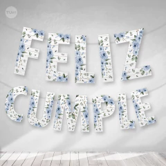 Guirnalda feliz cumple madera flores rosas tukit - (copia)