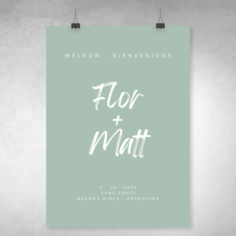 Plantilla canva imprimible casamiento fondo verde seco tukit - comprar online