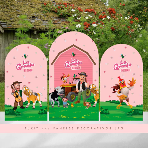 Paneles decorativos imprimibles candy bar la granja de zenon rosa tukit