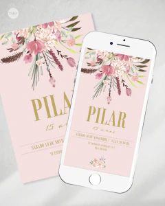 Kit imprimible flores boho acuarela tukit - tienda online