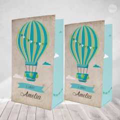 Kit imprimible globo aerostatico vintage verde candy bar tukit