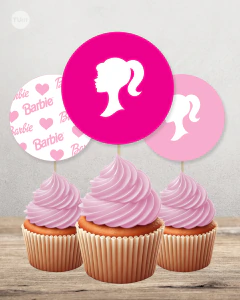 Adorno para cupcake, circulo multiuso, barbie tukit en internet