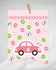 Kit imprimible autos cars rosa verde cumpleaños tukit - comprar online