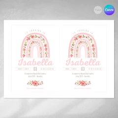 Invitacion arcoiris y flores texto editable canva tukit en internet