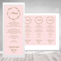 Menu imprimible bodas wedding eventos flores naturales rosa tukit