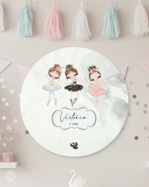 Bunting banner circular digital imprimible backdrop bailarinas - comprar online
