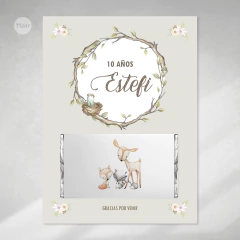 Tarjetón porta chocolatín imprimible woodland animales del bosque tukit - comprar online