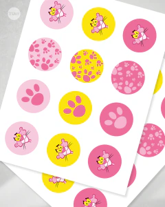 Adorno para cupcake, circulo multiuso, pantera rosa tukit - TuKit