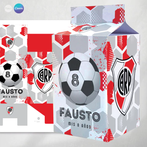 Milk box futbol, milkbox imprimible river, caja de leche futbol river tukit - comprar online