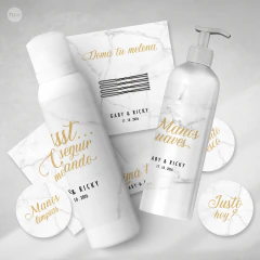 Kit imprimible canasta para baño emergencia textura marmol tukit
