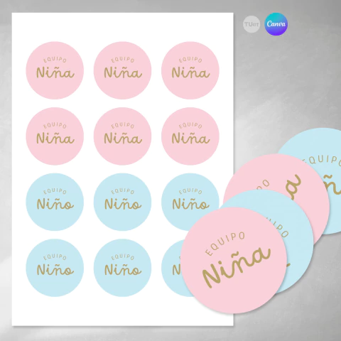 Circulo topper imprimible rosa celeste tukit - comprar online