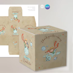 Caja cubo principito, caja imprimible, little prince printable box, texto editable Canva Tukit en internet