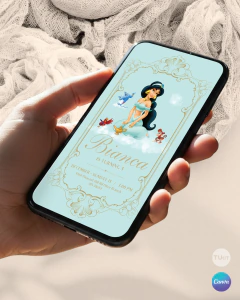 Invitacion princesa jazmin texto editable canva tukit - (copia) - buy online