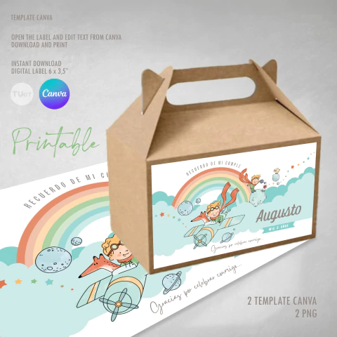 Etiqueta imprimible principito label, printable label the little prince favor box, principito cumple tukit - comprar online