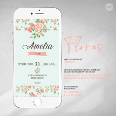 Kit imprimible flores verde salmon candy bar - comprar online