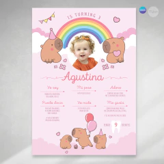 Poster imprimible A4, cartel capibara, cartel de vida, poster personalizable Canva, capibara arcoiris Tukit - comprar online