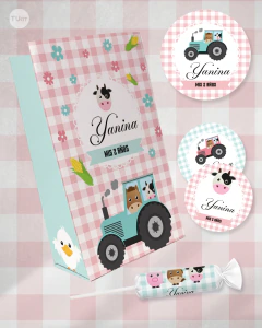 Kit imprimible animalitos de la granja colores pasteles candy bar tukit on internet