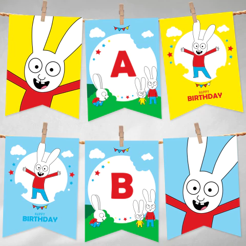 Pennant banner banderines simon el conejo abecedario tukit - comprar online