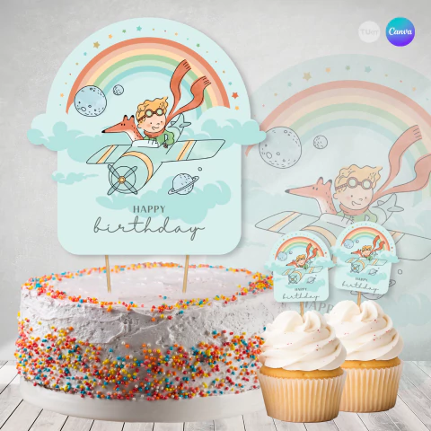 Cake topper canva adorno torta imprimible principito fondo agua tukit - comprar online
