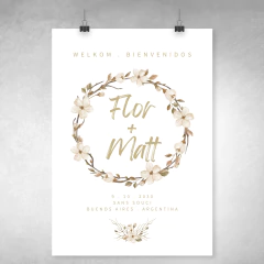 Plantilla canva imprimible casamiento flores naturales tukit - comprar online