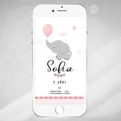 Kit imprimible elefante bebe gris rosa candy bar tukit - TuKit