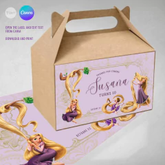 Etiqueta imprimible rapunzel label, printable label princess favor box, princesa cumple tukit - comprar online