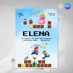 Invitacion el super mario texto editable canva tukit