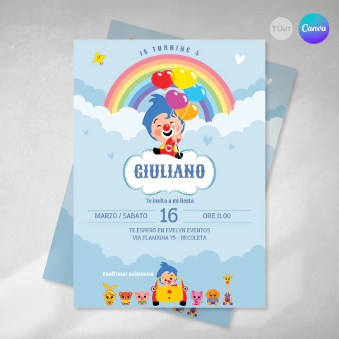 Invitacion plim plim rosa texto editable canva tukit - (copia)